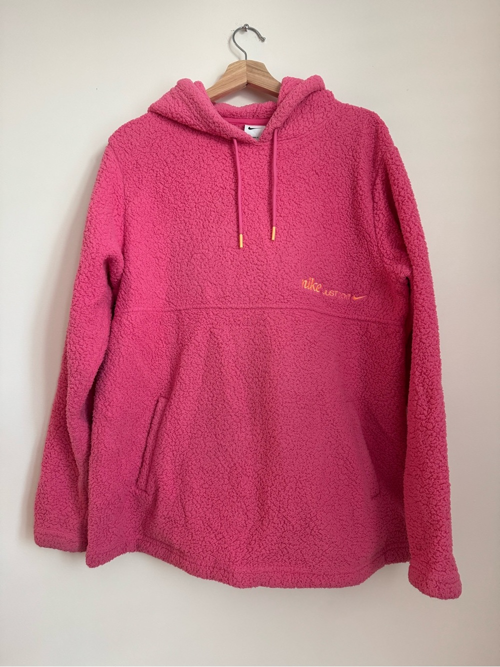Nike Women's Pink Sherpa Pullover Hoodie